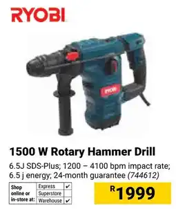 Builders Warehouse Ryobi 1500 W Rotary Hammer Drill offer
