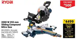 Builders Warehouse Ryobi 2000 W Sliding Compound Mitre Saw offer