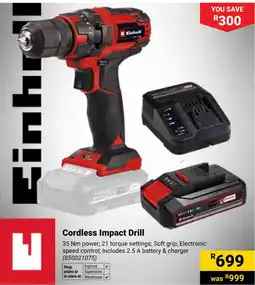 Builders Warehouse Einhell Cordless Impact Drill offer