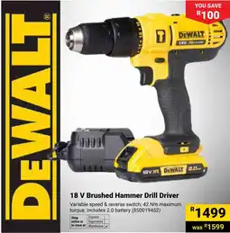 Builders Warehouse Dewalt 18 V Brushed Hammer Drill Driver offer