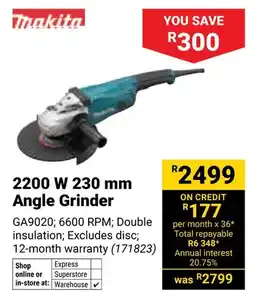 Builders Warehouse Makita 2200 W Angle Grinder offer