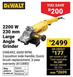 Builders Warehouse Dewalt 2200 W Large Angle Grinder offer