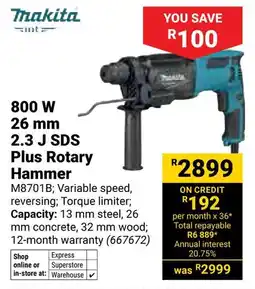 Builders Warehouse Makita 800W 2.3 J SDS Plus Rotary Hammer offer
