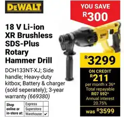 Builders Warehouse Dewalt 18 V Li-ion XR Brushless SDS-Plus Rotary Hammer Drill offer