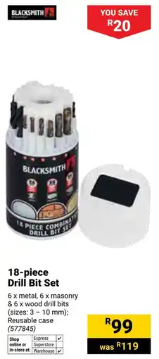 Builders Warehouse Blacksmith Drill Bit Set offer