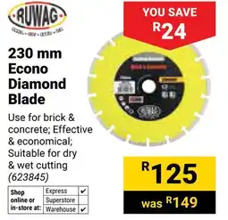 Builders Warehouse Ruwag Econo Diamond Blade offer