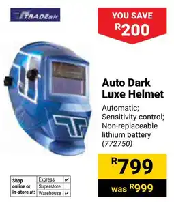 Builders Warehouse TradeAir Auto Dark Luxe Helmet offer