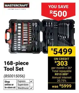 Builders Warehouse Mastercraft 168-piece Tool Set offer