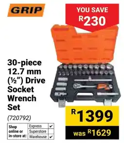 Builders Warehouse Grip 30-piece Drive Socket Wrench Set offer