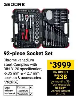 Builders Warehouse Gedore 92-piece Socket Set offer