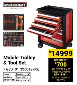 Builders Warehouse Mastercraft Mobile Trolley & Tool Set offer