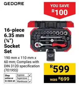 Builders Warehouse Gedore 16-piece Socket Set offer