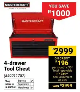 Builders Warehouse Mastercraft 4-drawer Tool Chest offer