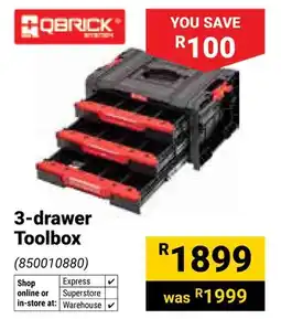 Builders Warehouse Qbrick 3-drawer Toolbox offer