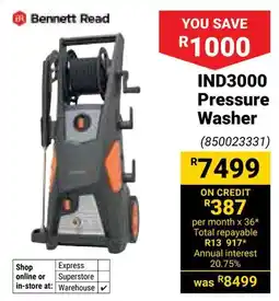 Builders Warehouse Bennett Read IND3000 Pressure Washer offer