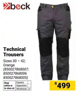 Builders Warehouse Beck Technical Trousers offer