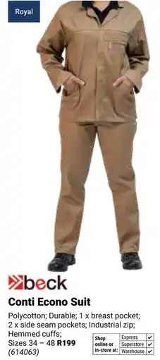 Builders Warehouse Beck Conti Econo Suit offer