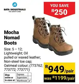Builders Warehouse Bata Industrials Mocha Nomad Boots offer