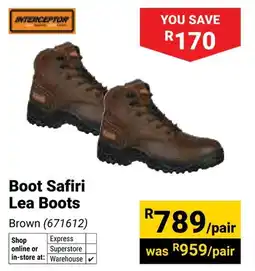 Builders Warehouse Interceptor Boot Safiri Lea Boots offer