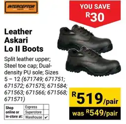 Builders Warehouse Interceptor Leather Askari Lo II Boots offer