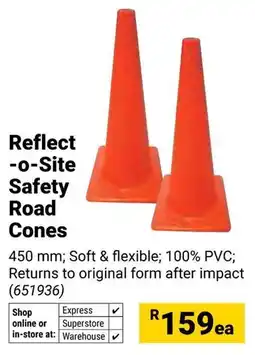 Builders Warehouse Reflect-o-Site Safety Road Cones offer