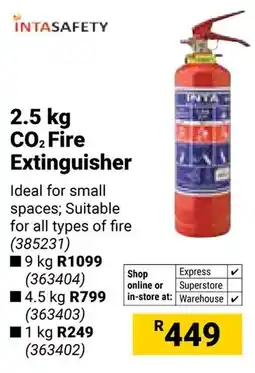 Builders Warehouse Intasafety CO2 Fire Extinguisher offer