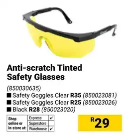 Builders Warehouse Anti-scratch Tinted Safety Glasses offer