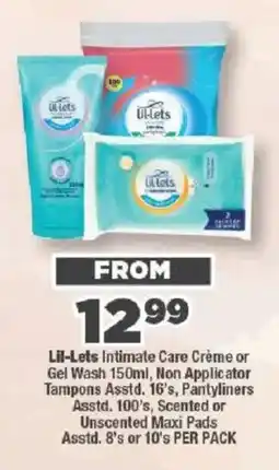 OK Foods Lil-Lets Intimate Care Crème or Gel Wash, Non Applicator Tampons, Pantyliners, Scented or Unscented Maxi Pads offer