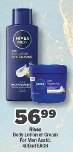 OK Foods Nivea Body Lotion or Cream For Men offer