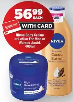 OK Foods Nivea Body Cream or Lotion For Men or Women offer