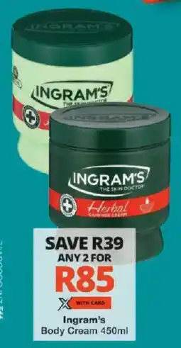 Checkers Ingram's Body Cream offer