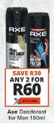 Checkers Axe Deodorant for Men offer