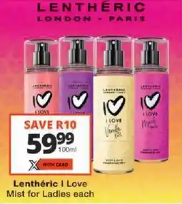 Checkers Lenthéric I Love Mist for Ladies offer