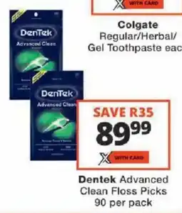 Checkers Dentek Advanced Clean Floss Picks offer