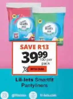 Checkers Lil-lets Smartfit Pantyliners offer