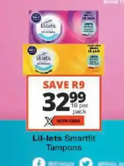 Checkers Lil-lets Smartfit Tampons offer