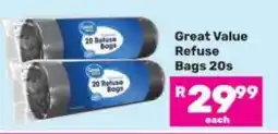 Game Great Value Refuse Bags-20s offer