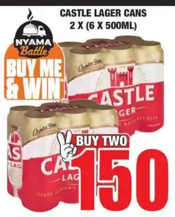 Boxer CASTLE LAGER CANS 2 X (6 X 500ML) offer