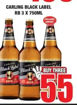 Boxer CARLING Black Label RB 3 x 750ml offer