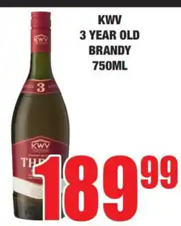 Boxer KWV 3-Year Old Brandy 750ml offer