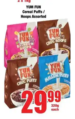 Boxer YUM FUN Cereal Puffs / Hoops Assorted offer