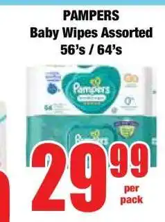 Boxer PAMPERS Baby Wipes Assorted 56's / 64's offer