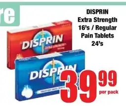 Boxer DISPRIN Extra Strength 16's / Regular Pain Tablets 24's offer