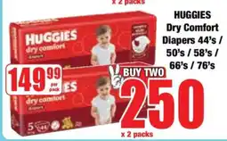 Boxer HUGGIES Dry Comfort Diapers 44's / 50's / 58's / 66's / 76's offer