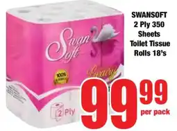 Boxer SWANSOFT 2 Ply 350 Sheets Toilet Tissue Rolls 18's offer