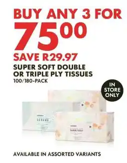 Woolworths Super Soft Double or Triple Ply Tissues offer