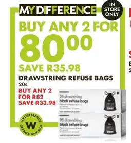Woolworths DRAWSTRING REFUSE BAGS offer