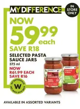 Woolworths Selected Pasta Sauce Jars offer