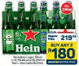 Pick n Pay Liquor Heineken Lager, Silver or 0.0% Alcohol Non-returnable Bottles offer