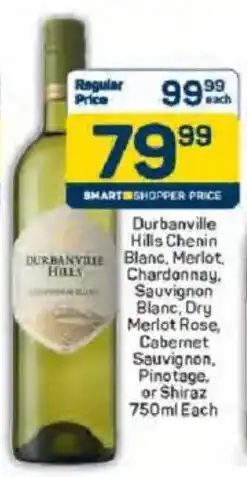 Pick n Pay Liquor Durbanville Hills Chenin Blanc, Merlot, Chardonnay Sauvignon Blanc, Dry Merlot Rose, Cabernet Sauvignon, Pinotage, or Shiraz offer